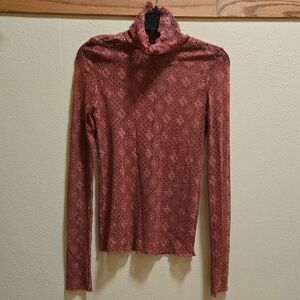 Free People Rust Lace Turtleneck